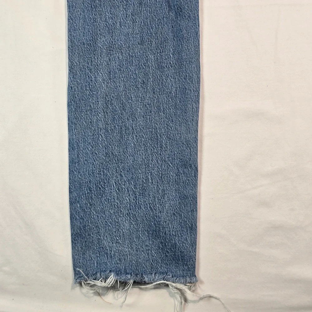 Levis 501 Skinny Jeans Mens 32x30 Blue Distressed Button Fly Raw Hem 29502-0203